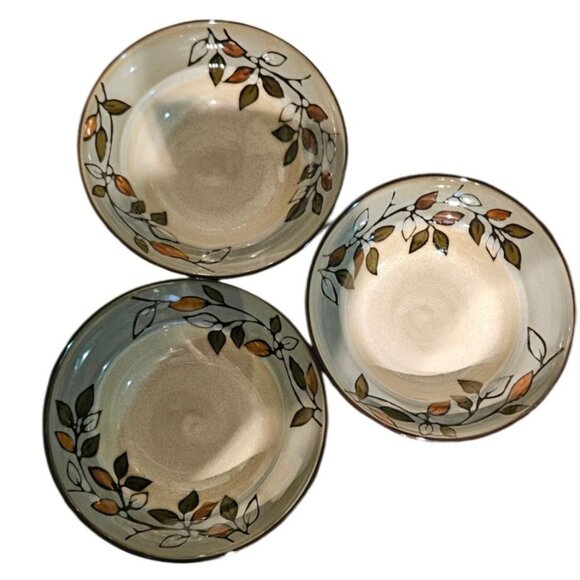 Set of 3 Pfaltzgraff Rustic Leaves 8 3/8" Deep Bowl Stoneware - Picture 1 of 6